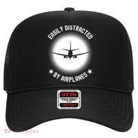 Easily Distracted By Airplanes Funny Flying Plane Gift Hat thumb 0
