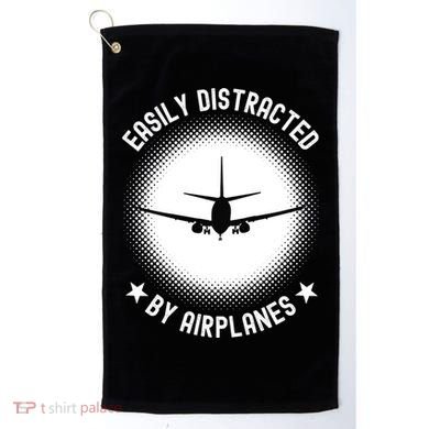 Easily Distracted By Airplanes Funny Flying Plane Gift Golf Towel