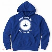 Easily Distracted By Airplanes Funny Flying Plane Gift Hoodie thumb 0