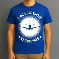 Easily Distracted By Airplanes Funny Flying Plane Gift T-Shirt thumb 3