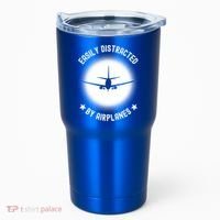 Easily Distracted By Airplanes Funny Flying Plane Gift Tumbler thumb 0
