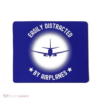 Easily Distracted By Airplanes Funny Flying Plane Gift Mousepad