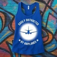Easily Distracted By Airplanes Funny Flying Plane Gift Women's Tank Top thumb 3
