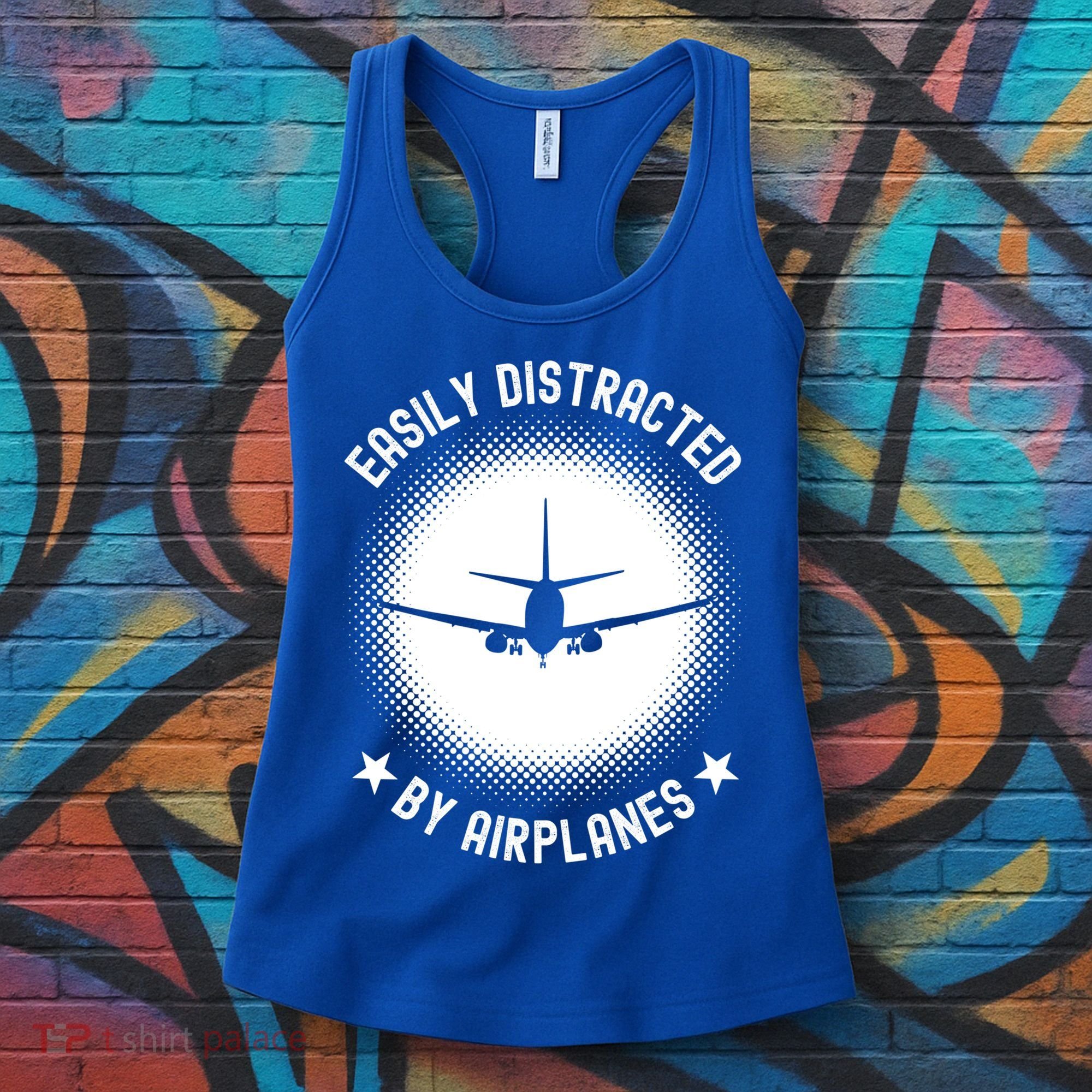 Easily Distracted By Airplanes Funny Flying Plane Gift Women's Tank Top