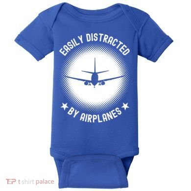 Easily Distracted By Airplanes Funny Flying Plane Gift Baby Bodysuit