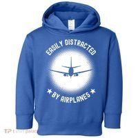Easily Distracted By Airplanes Funny Flying Plane Gift Toddler Hoodie thumb 0