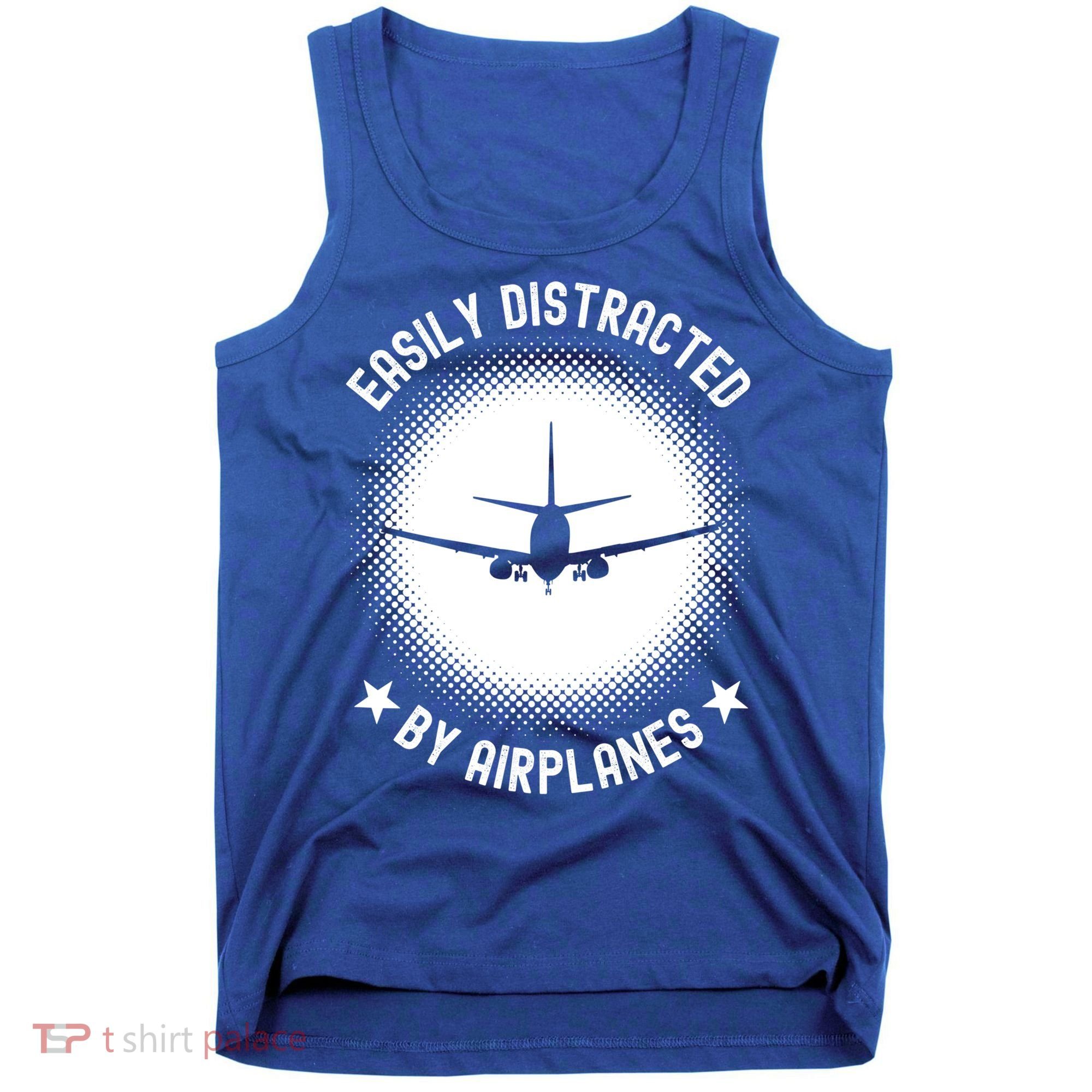 Easily Distracted By Airplanes Funny Flying Plane Gift Tank Top