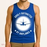 Easily Distracted By Airplanes Funny Flying Plane Gift Tank Top thumb 3
