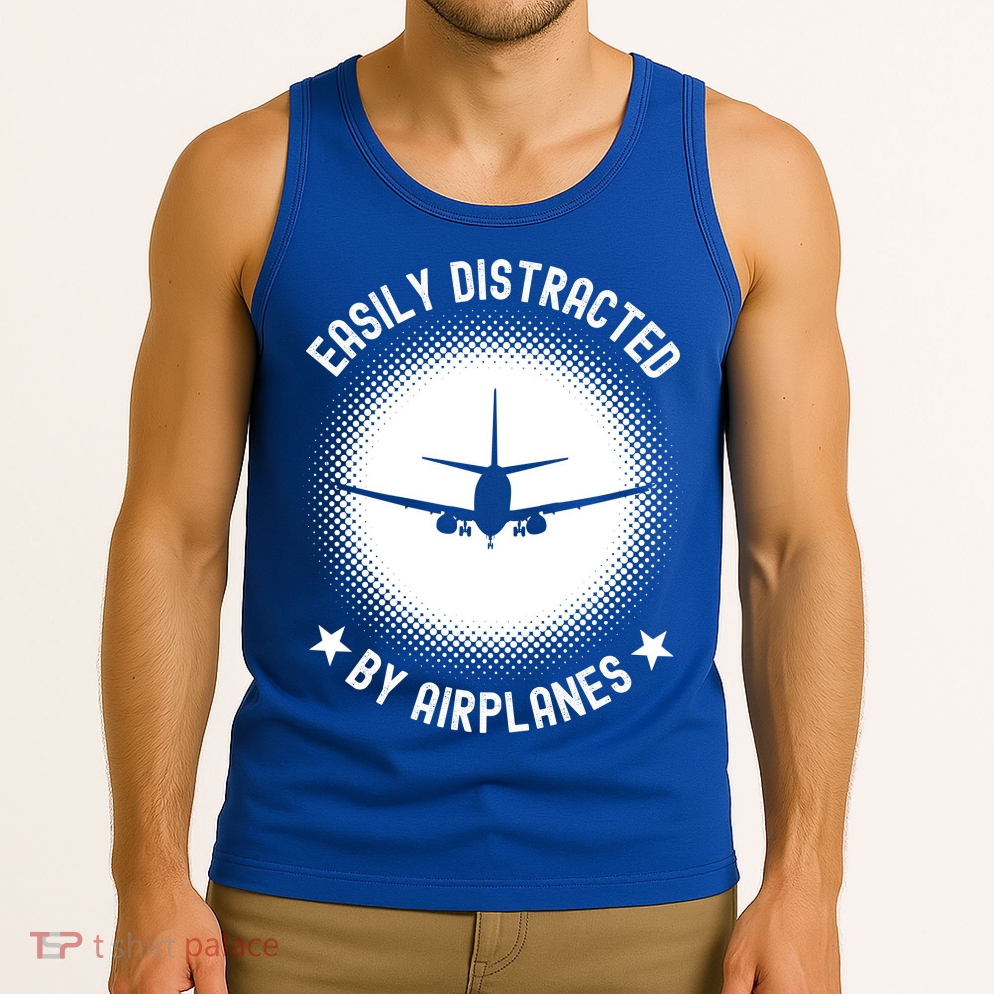 Easily Distracted By Airplanes Funny Flying Plane Gift Tank Top