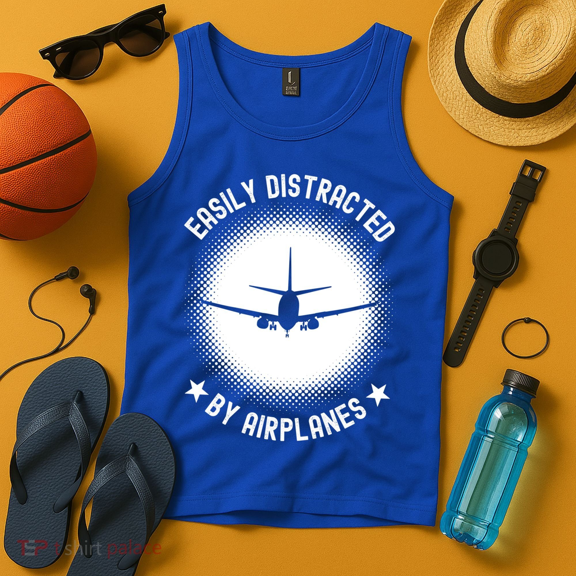 Easily Distracted By Airplanes Funny Flying Plane Gift Tank Top