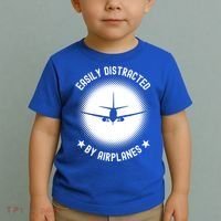 Easily Distracted By Airplanes Funny Flying Plane Gift Toddler T-Shirt thumb 2