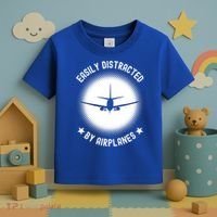 Easily Distracted By Airplanes Funny Flying Plane Gift Toddler T-Shirt thumb 3