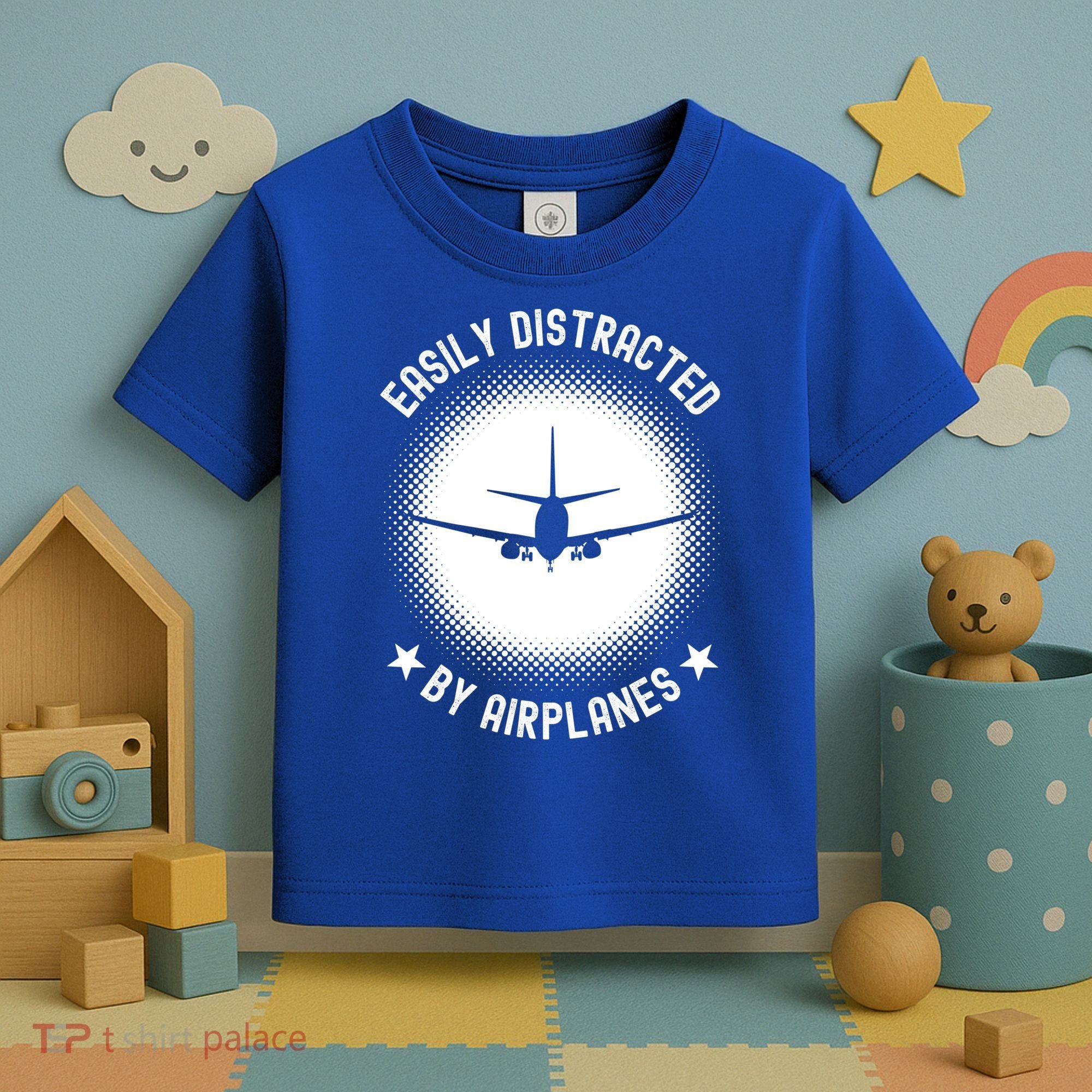 Easily Distracted By Airplanes Funny Flying Plane Gift Toddler T-Shirt