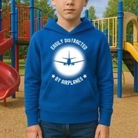 Easily Distracted By Airplanes Funny Flying Plane Gift Kids Hoodie thumb 2