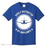 Easily Distracted By Airplanes Funny Flying Plane Gift Kids T-Shirt thumb 0