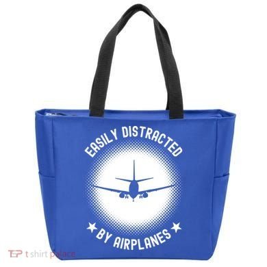 Easily Distracted By Airplanes Funny Flying Plane Gift Tote Bag