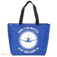 Easily Distracted By Airplanes Funny Flying Plane Gift Tote Bag thumb 0