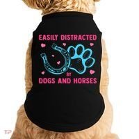 Easily Distracted By Dogs And Horses Animal Lover Doggie Tank thumb 0
