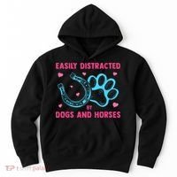 Easily Distracted By Dogs And Horses Animal Lover Hoodie thumb 0