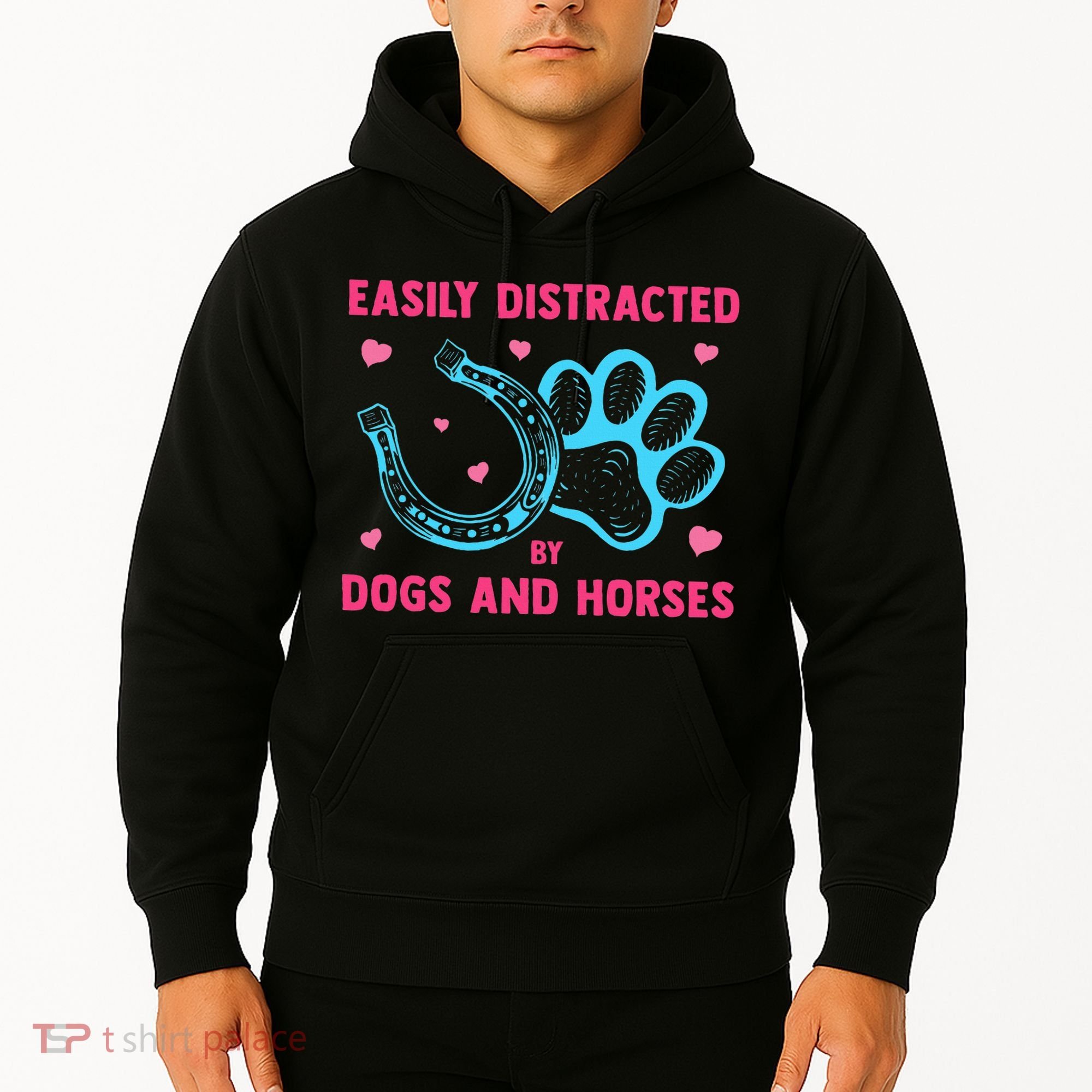 Easily Distracted By Dogs And Horses Animal Lover Hoodie