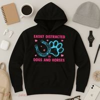 Easily Distracted By Dogs And Horses Animal Lover Hoodie thumb 3