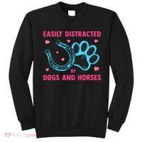 Easily Distracted By Dogs And Horses Animal Lover Sweatshirt thumb 0