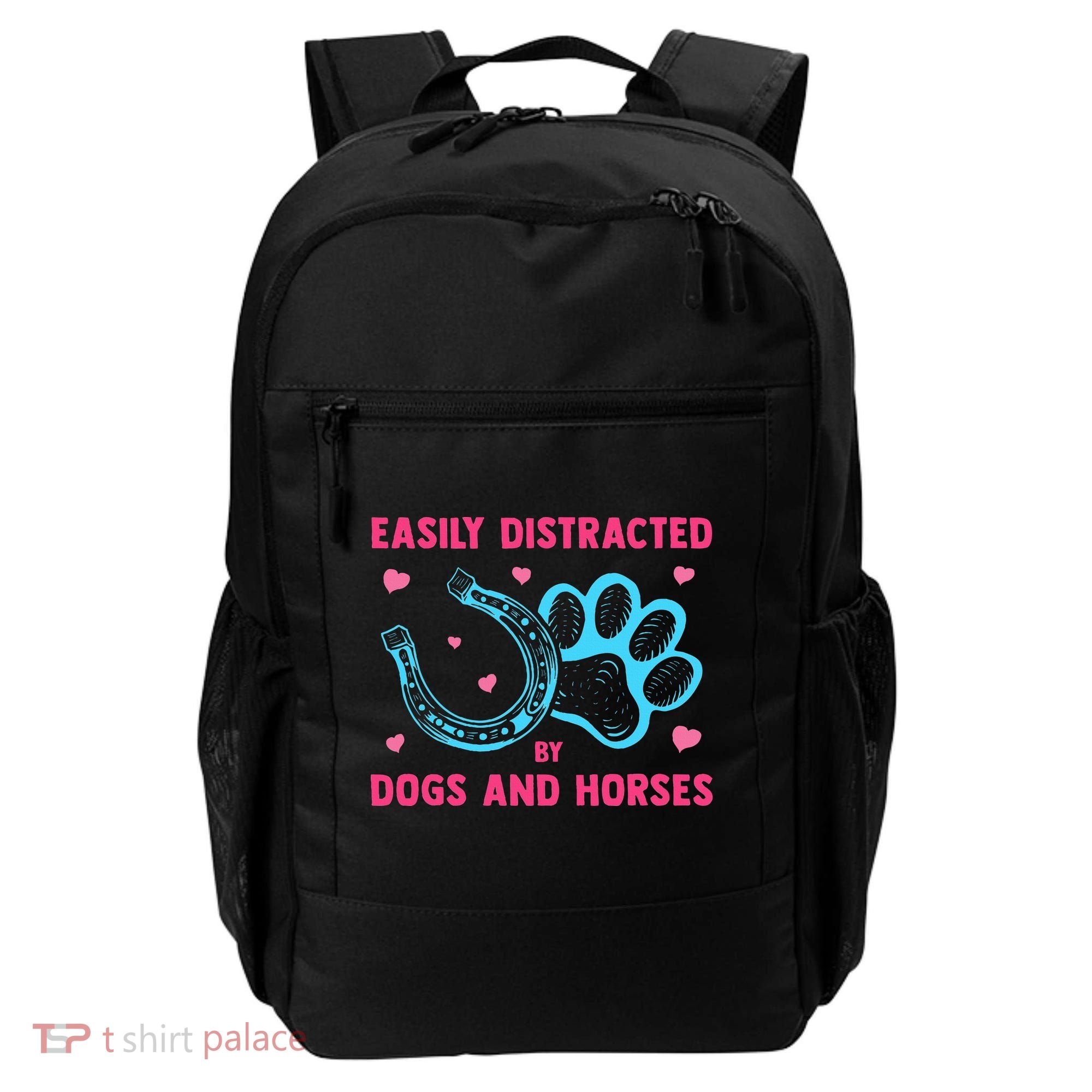 Easily Distracted By Dogs And Horses Animal Lover Backpack