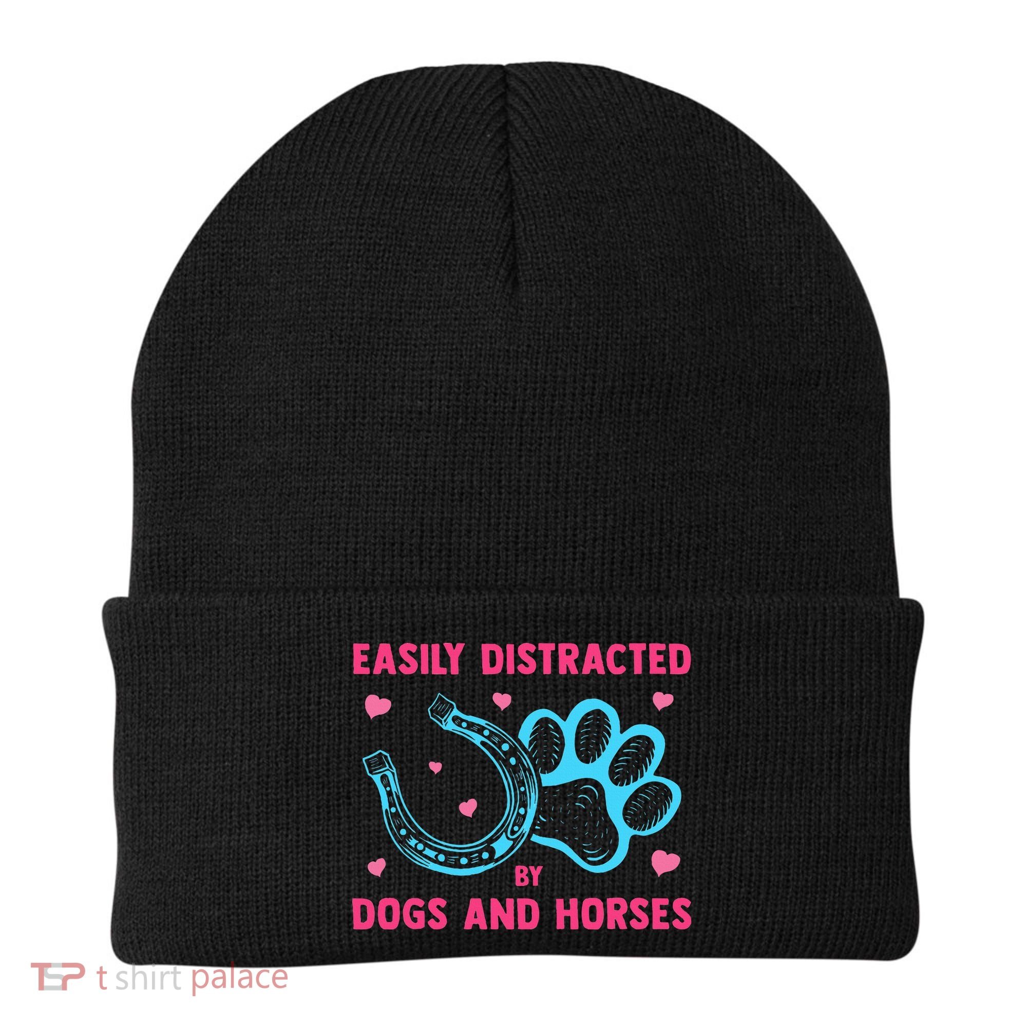 Easily Distracted By Dogs And Horses Animal Lover Beanie