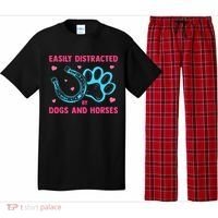 Easily Distracted By Dogs And Horses Animal Lover Pajama Set thumb 0