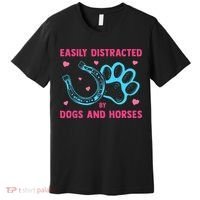 Easily Distracted By Dogs And Horses Animal Lover Premium T-Shirt thumb 0