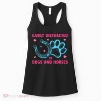 Easily Distracted By Dogs And Horses Animal Lover Women's Tank Top thumb 0