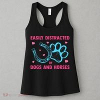 Easily Distracted By Dogs And Horses Animal Lover Women's Tank Top thumb 3