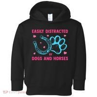 Easily Distracted By Dogs And Horses Animal Lover Toddler Hoodie thumb 0