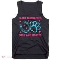 Easily Distracted By Dogs And Horses Animal Lover Tank Top thumb 0