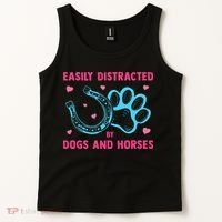 Easily Distracted By Dogs And Horses Animal Lover Tank Top thumb 2