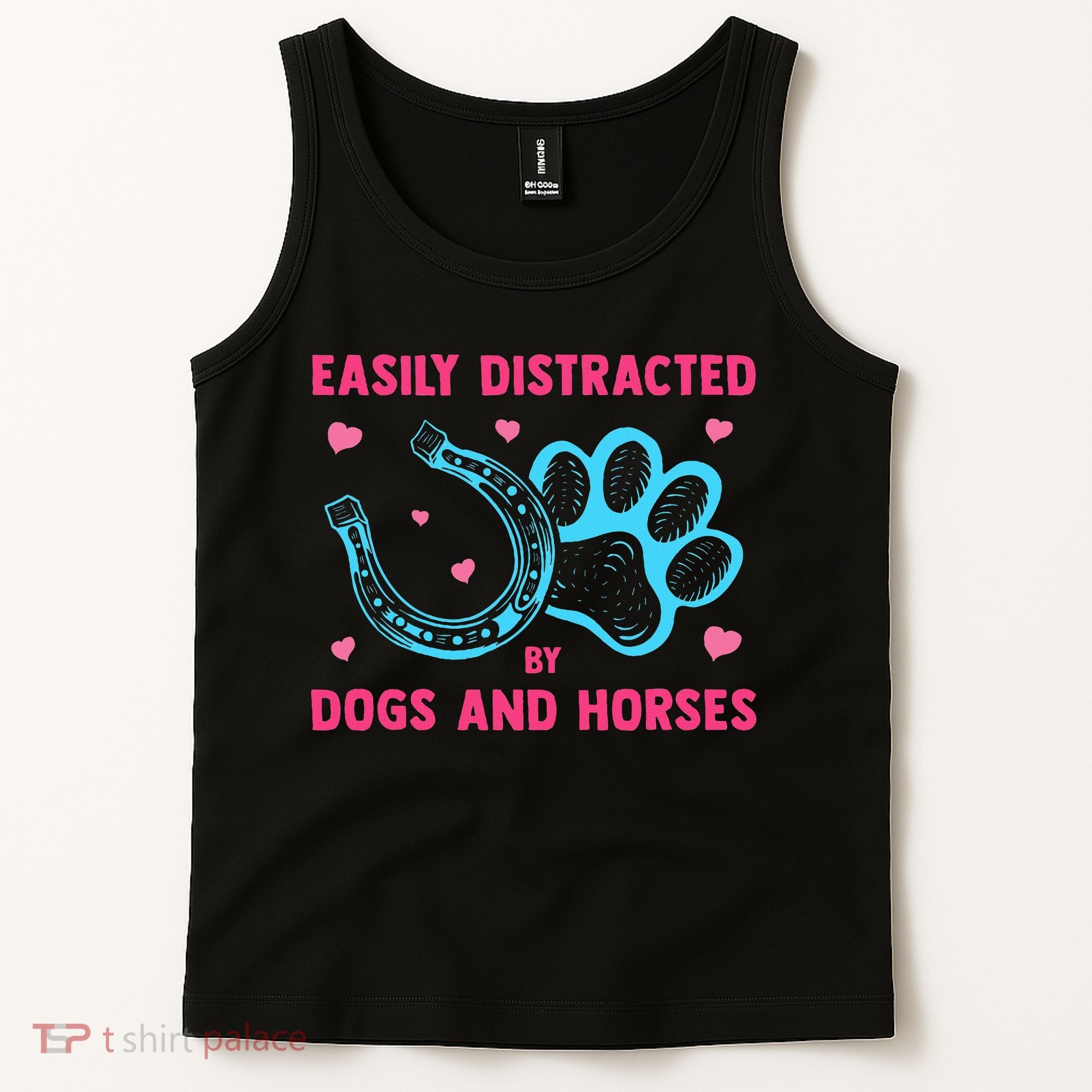 Easily Distracted By Dogs And Horses Animal Lover Tank Top