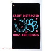 Easily Distracted By Dogs And Horses Animal Lover Golf Towel thumb 0