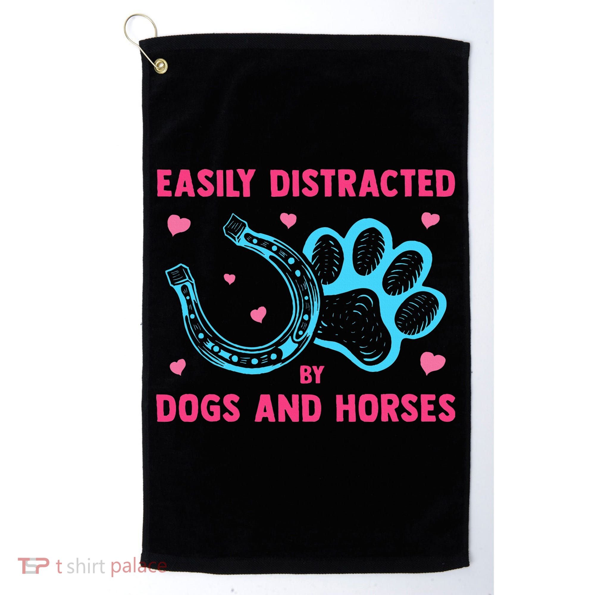 Easily Distracted By Dogs And Horses Animal Lover Golf Towel