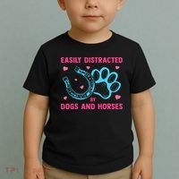 Easily Distracted By Dogs And Horses Animal Lover Toddler T-Shirt thumb 2