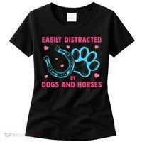 Easily Distracted By Dogs And Horses Animal Lover Women's T-Shirt thumb 0