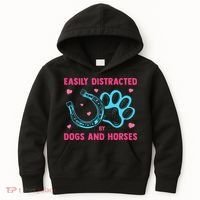 Easily Distracted By Dogs And Horses Animal Lover Kids Hoodie thumb 0