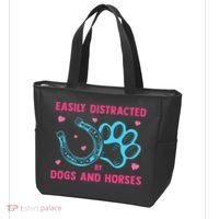Easily Distracted By Dogs And Horses Animal Lover Tote Bag thumb 3