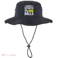 Easly Distracted By Balls Funny Pickleball Saying Bucket Hat thumb 0