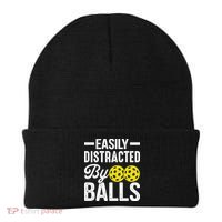 Easly Distracted By Balls Funny Pickleball Saying Beanie thumb 0