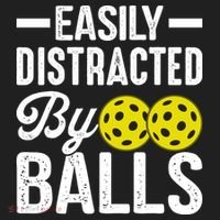 Easly Distracted By Balls Funny Pickleball Saying Hat thumb 2