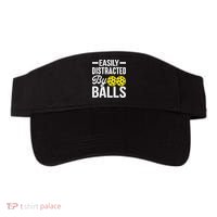 Easly Distracted By Balls Funny Pickleball Saying Visor thumb 0