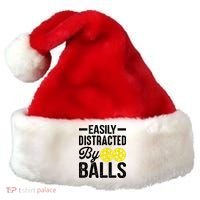 Easly Distracted By Balls Funny Pickleball Saying Santa Hat thumb 0