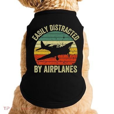 Easily Distracted By Airplanes Lover Pilot Funny Aviation Doggie Tank