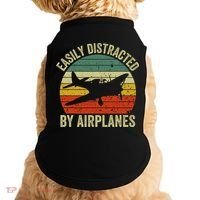Easily Distracted By Airplanes Lover Pilot Funny Aviation Doggie Tank thumb 0