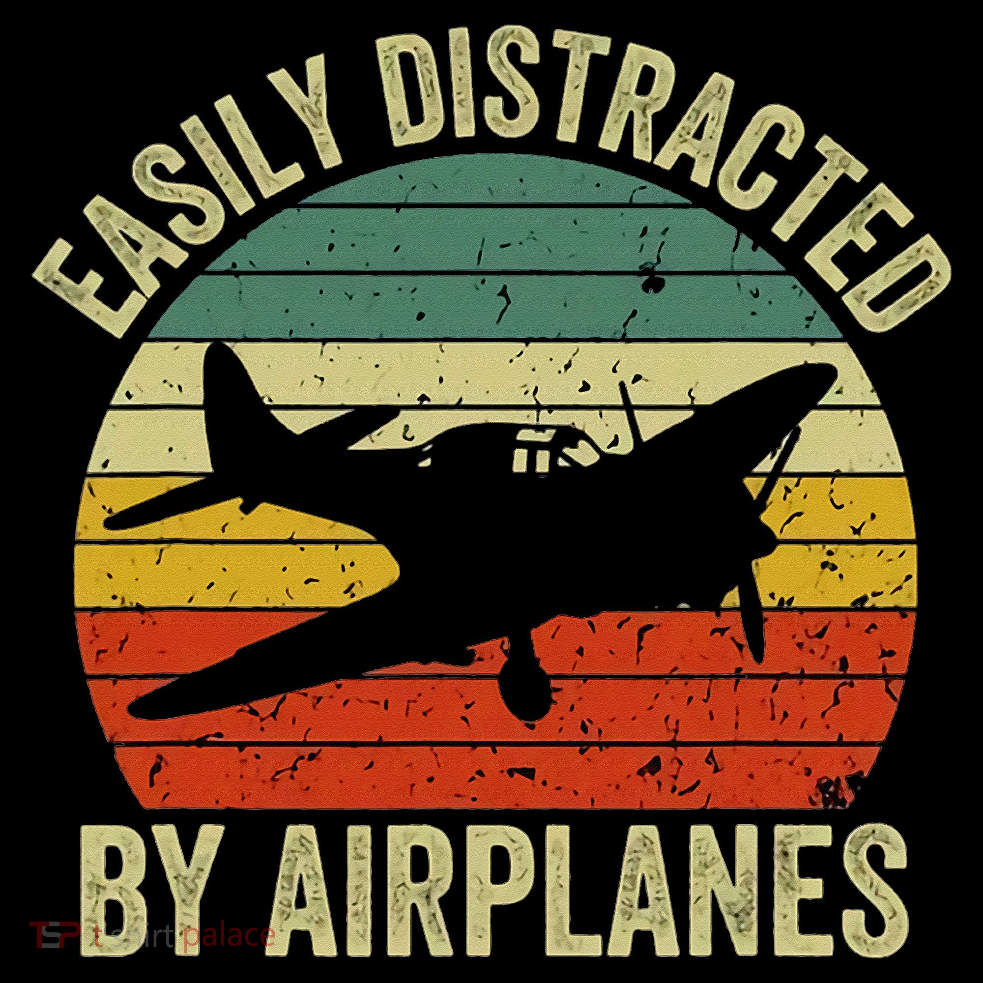 Easily Distracted By Airplanes Lover Pilot Funny Aviation Doggie Tank